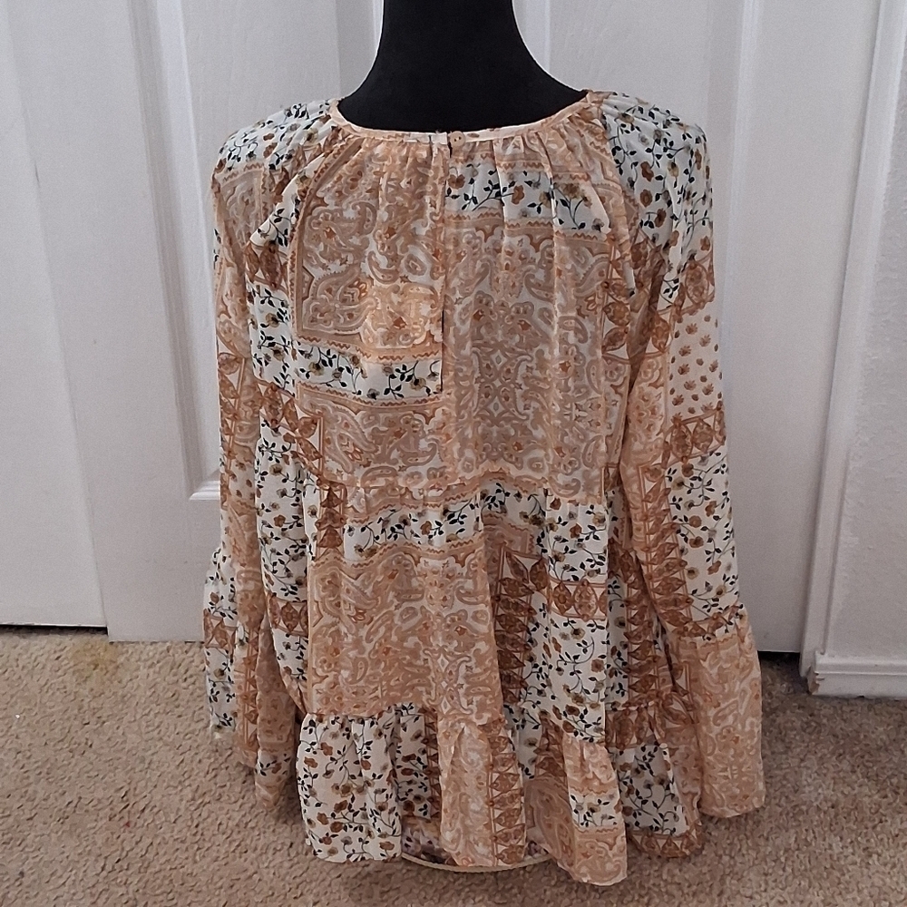 NWT Easel Multi Colored Printed Patchwork Blouse … - image 6